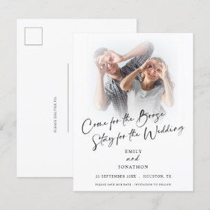 Cartão Postal De Anúncio Divertido Vir Para Booze Foto Salvar Data