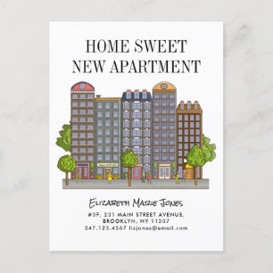 Cartão Postal De Anúncio Doce Lar Novo Apartamento Mudamos para a Cidade Mu