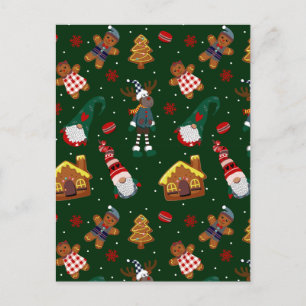 Cartão Postal De Anúncio Doces Gnomos de Biscoito de Gengibre de Natal Rena