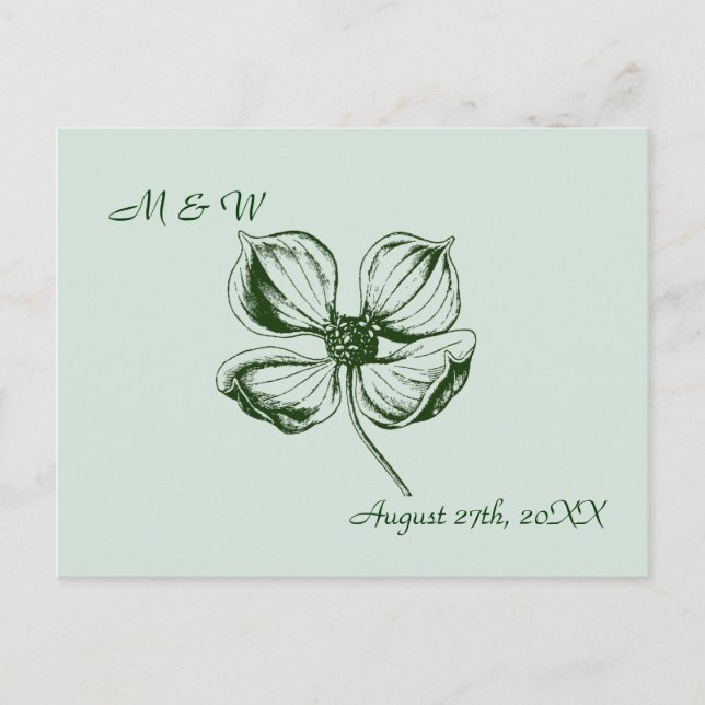 Cartão Postal De Anúncio Dogwood Blossom Weding Date Postcard (Frente)