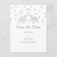 Dois Elefantes Prata Outono Casamento Salvar A Dat
