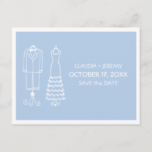 Cartão Postal De Anúncio Doodle de Casamento | Salve a Data (Frente)