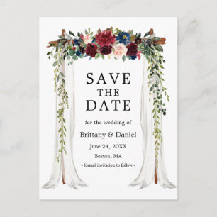 Cartão Postal De Anúncio Dossel De Noiva Arco De Água-Marinha Floral