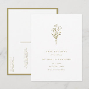 Cartão Postal De Anúncio Dourado Boho Botânico Código QR Salvar a Data