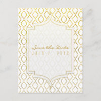 Dourado & Branco Elegante Save the Date Glam Marro