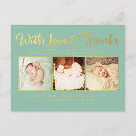 Cartão Postal De Anúncio Dourado com amor e Obrigados Sip & See Postcard