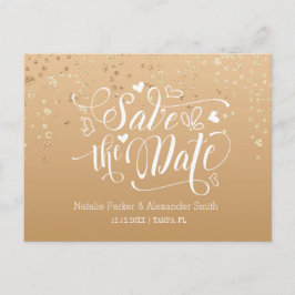 Cartão Postal De Anúncio Dourado Espetado | Salvar a data