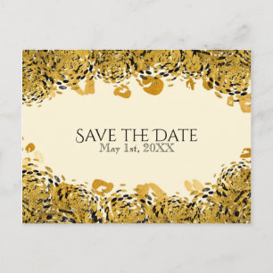 Cartão Postal De Anúncio Dourado & Preto Exótico Selve Cheetah Salvar a Dat