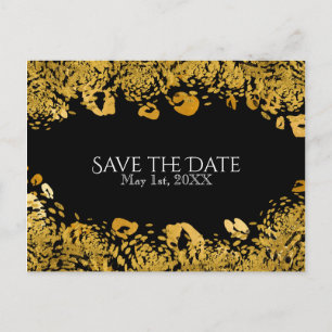 Cartão Postal De Anúncio Dourado & Preto Exótico Selve de Cheetah Save the 