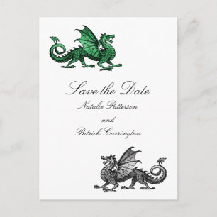 Cartão Postal De Anúncio Dragão Silver Verde Salve o Cartão-Postal de Data