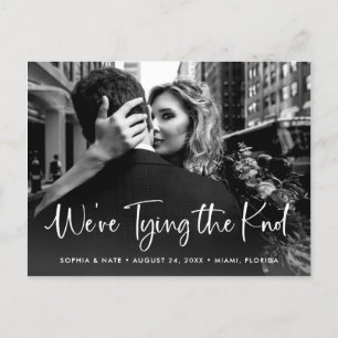Cartão Postal De Anúncio Duas Fotos Casando de Script Branco