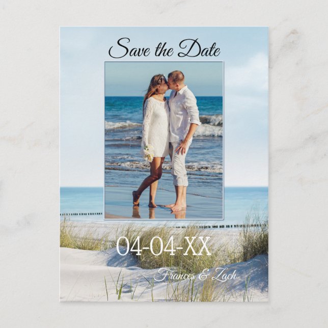 Cartão Postal De Anúncio Dunes and Beach Photo Save the Date Postcard (Frente)