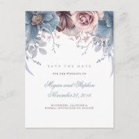 Dusty Blue e Mauve Floral Salvar a Data