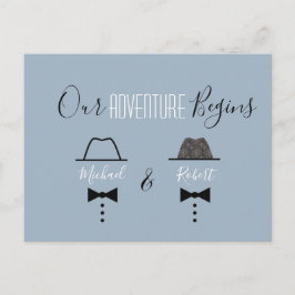 Cartão Postal De Anúncio Dusty Blue Gay Casamento Salvar a Data