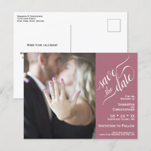 Cartão Postal De Anúncio Dusty Rosa: Salve a data Fotografia Caligrafia