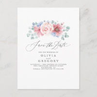 Dusty Rose e Dusty Blue Floral Save the Date