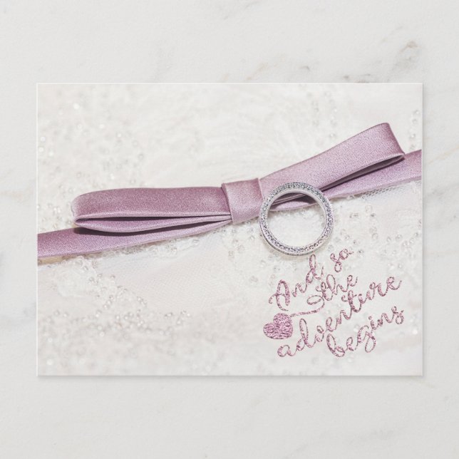 Cartão Postal De Anúncio E assim começa a Aventura - Noivado Casamento (Frente)