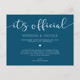 Cartão Postal De Anúncio É Casamento Oficial de Elopement