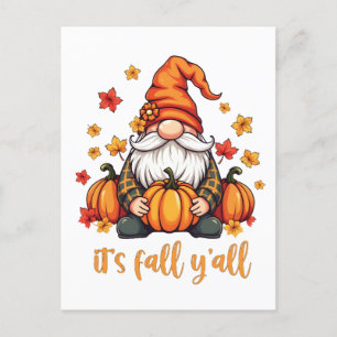 Cartão Postal De Anúncio É Dia das Vossas Gnomas Pumpkin no outono