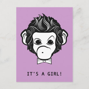 Cartão Postal De Anúncio é uma menina! macaquinho