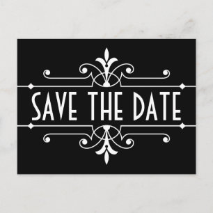 Cartão Postal De Anúncio Ebony Rico Ornamental Save Date Postcard