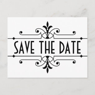 Cartão Postal De Anúncio Ebony v2 Rico Ornamental Save Date Postcard