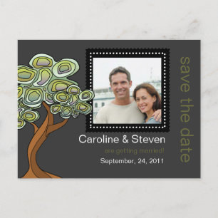 Cartão Postal De Anúncio Eco Tree Wedding salva a data