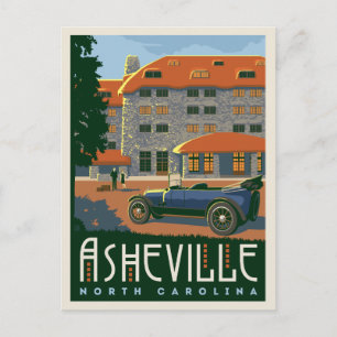 Cartão Postal De Anúncio Economias de Asheville, North Carolina   a data