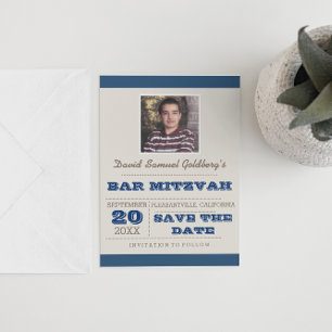 Cartão Postal De Anúncio Economias de Mitzvah dos azuis marinhos & do bar
