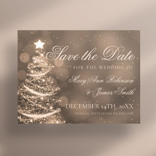 Cartão Postal De Anúncio Economias Dourados elegantes do casamento do Natal