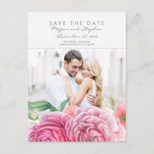 Cartão Postal De Anúncio Economias elegantes florais cor-de-rosa da foto a