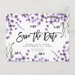 Cartão Postal De Anúncio economias florais do casamento da lavanda do boho