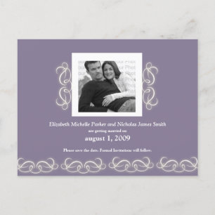 Cartão Postal De Anúncio Economias florais elegantes formais o branco roxo