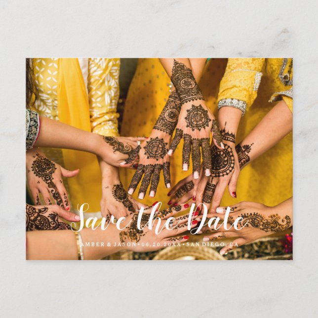 Cartão Postal De Anúncio Economias indianas do casamento da fotografia (Frente)