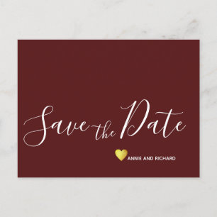 Cartão Postal De Anúncio economias minimalistas a data que wedding Borgonha