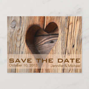 Cartão Postal De Anúncio Economias rústicas do vintage do coração a data