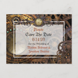Cartão Postal De Anúncio Economias temáticos do casamento de Steampunk a