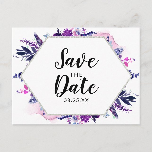 Cartão Postal De Anúncio Economias violetas florais Enchanted da aguarela a (Frente)