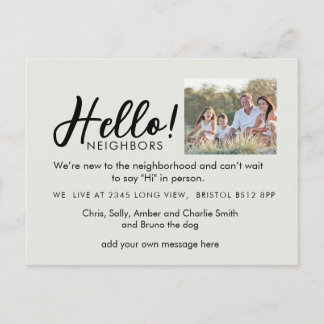 Cartão Postal De Anúncio Editable "Hello Neighbor" Postcard | New Address,