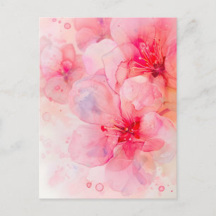 Cartão Postal De Anúncio Elegância de Pétala Rosa em Aquarela