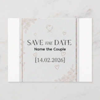 Cartão Postal De Anúncio Elegant Rose Gold Save the Date Announcement Postc