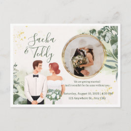 Cartão Postal De Anúncio Elegant Script Wedding Photo Save the Date