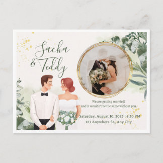 Cartão Postal De Anúncio Elegant Script Wedding Photo Save the Date