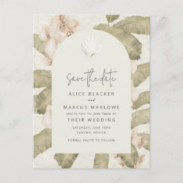 Cartão Postal De Anúncio Elegant Tropical Beach Wedding Save the Date