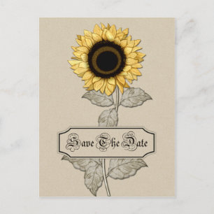 Cartão Postal De Anúncio Elegante Amarelo Sunflower Tan Fundo Salvar