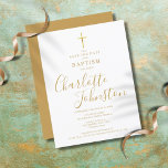 Cartão Postal De Anúncio Elegante Baptismo Christening Dourado Signature Sc<br><div class="desc">O batismo elegante batizando salve a data convite postal com um nome de assinatura de script de ouro elegante. Personalize com seu batismo especial ou informações batizantes em letras de ouro em chic nesta design neutra em termos de gênero. Projetado por Thisnotme©</div>