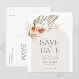 Cartão Postal De Anúncio Elegante Boho Floral Orçamento Casamento Salvar Da