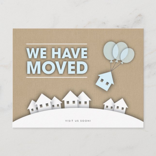 Cartão Postal De Anúncio Elegante Burel Nós Nos Mudamos Postcard Casas Bran (Frente)