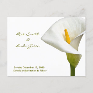Cartão Postal De Anúncio Elegante Cala Lily - Salve a Data em branco