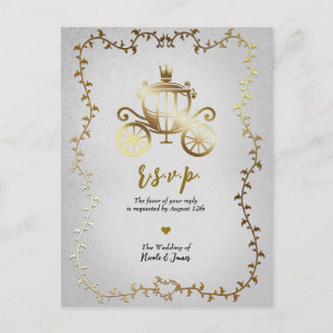 Cartão Postal De Anúncio Elegante Carruagem Dourada História Casamento R.S.